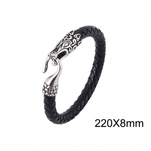 BC Wholesale Jewelry Animal Shape Fitting Leather Bracelet NO.#SJ13B0125HNE