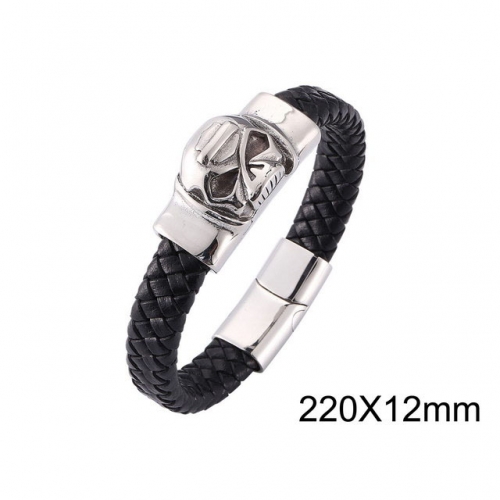 BC Wholesale Jewelry Skull Leather Bracelet NO.#SJ13B0210HOL