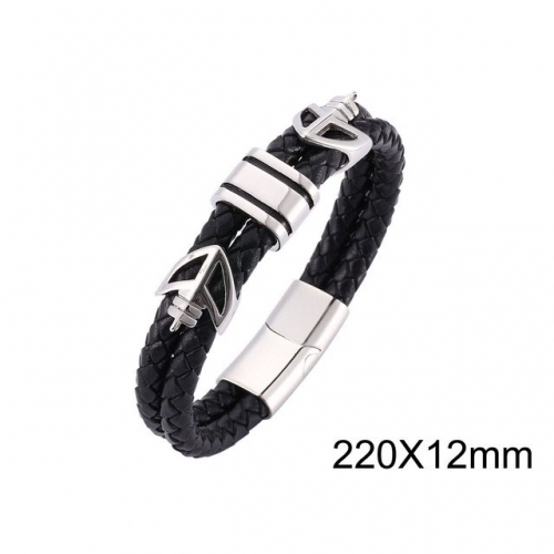 BC Wholesale Jewelry Anchor Leather Bracelet NO.#SJ13B0183ILL