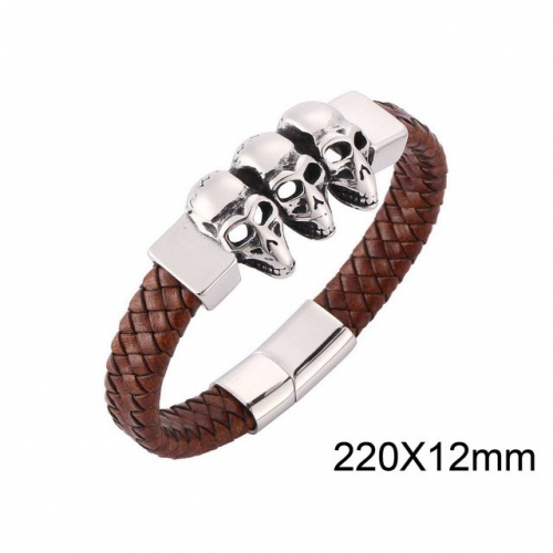 BC Wholesale Jewelry Skull Leather Bracelet NO.#SJ13B0181HOL