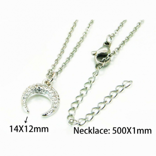 Wholesale Stainless Steel 316L Necklace (Crystal Zircon Pendant) NO.#BC54N0577MW