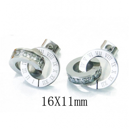 Wholesale Stainless Steel 316L Crystal / Zircon Ear Studs NO.#BC47E0094NE