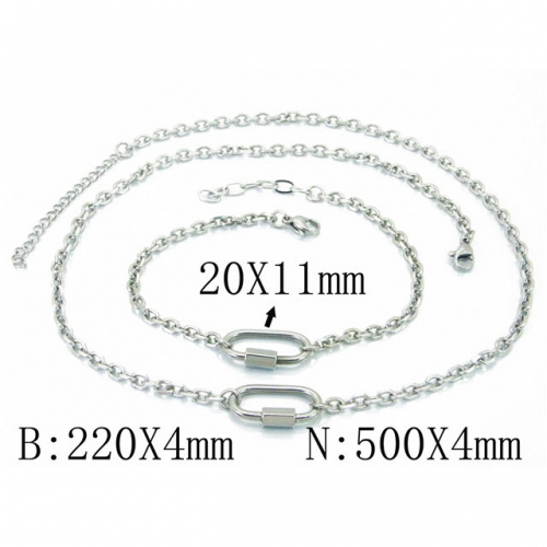 Wholesale Stainless Steel 316L Necklace & Bracelet Set NO.#BC06S1032HMZ