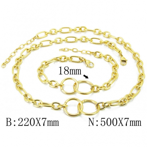 Wholesale Stainless Steel 316L Gold Necklace & Bracelet Set NO.#BC06S1026HPU