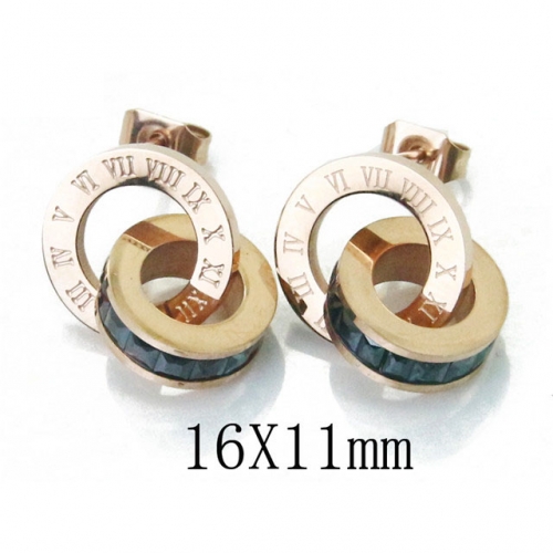Wholesale Stainless Steel 316L Crystal / Zircon Ear Studs NO.#BC47E0097OW