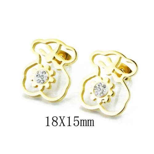 Wholesale Stainless Steel 316L Fashion Bear Earrings NO.#BC64E0423OD