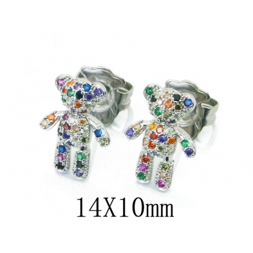 Wholesale Stainless Steel 316L Fashion Bear Earrings NO.#BC90E0281HMX