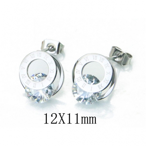 Wholesale Stainless Steel 316L Crystal / Zircon Ear Studs NO.#BC47E0116ME