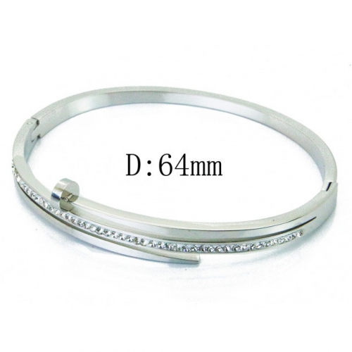 Wholesale Crystal/Zircon Stainless steel 316L CZ Bangles NO.#BC19B0272HKS
