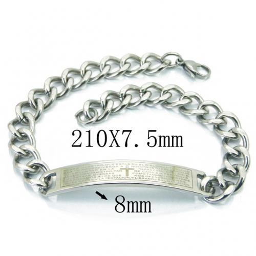 Wholesale Stainless Steel 316L ID Bracelets NO.#BC08B0716LLS