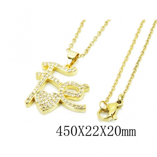 Wholesale Stainless Steel 316L Necklace (Font Pendant) NO.#BC35N0416HKC