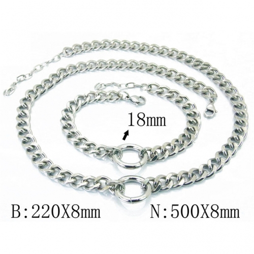 Wholesale Stainless Steel 316L Necklace & Bracelet Set NO.#BC06S1021HKF