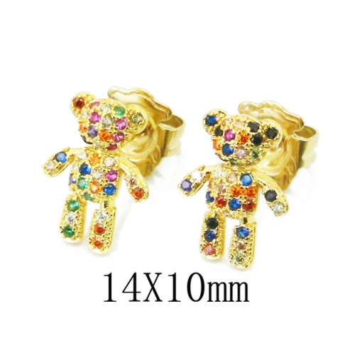 Wholesale Stainless Steel 316L Fashion Bear Earrings NO.#BC90E0282HNZ