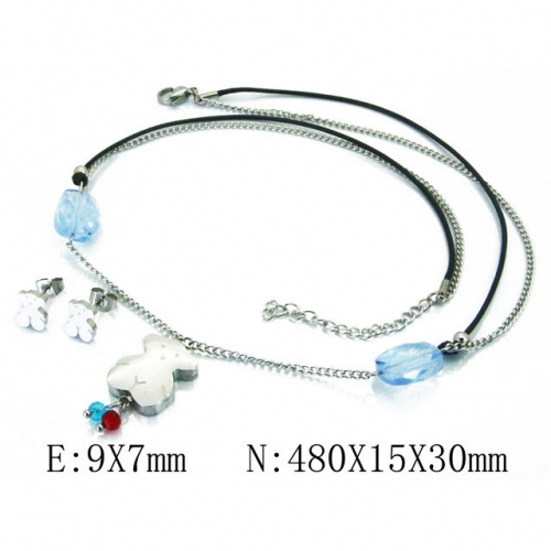 Wholesale Stainless Steel 316L Jewelry Bear Sets NO.#BC64S1170HOR