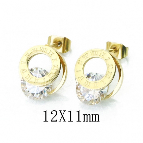 Wholesale Stainless Steel 316L Crystal / Zircon Ear Studs NO.#BC47E0117ML