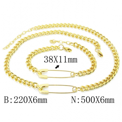 Wholesale Stainless Steel 316L Gold Necklace & Bracelet Set NO.#BC06S1024IHR