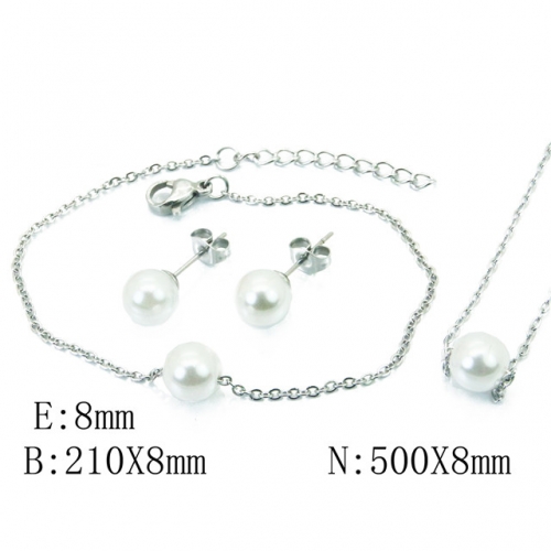 Wholesale Stainless Steel 316L Jewelry Pearl Sets NO.#BC59B1673LV