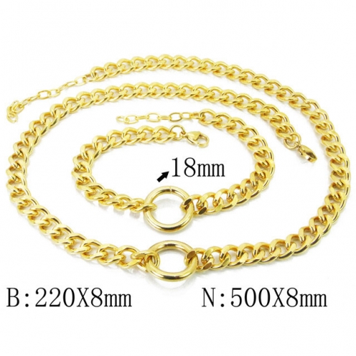 Wholesale Stainless Steel 316L Gold Necklace & Bracelet Set NO.#BC06S1022HPX