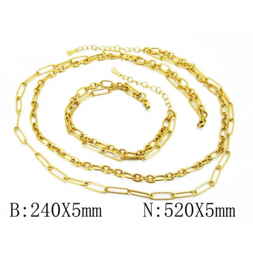 Wholesale Stainless Steel 316L Gold Necklace & Bracelet Set NO.#BC40S0336IHR