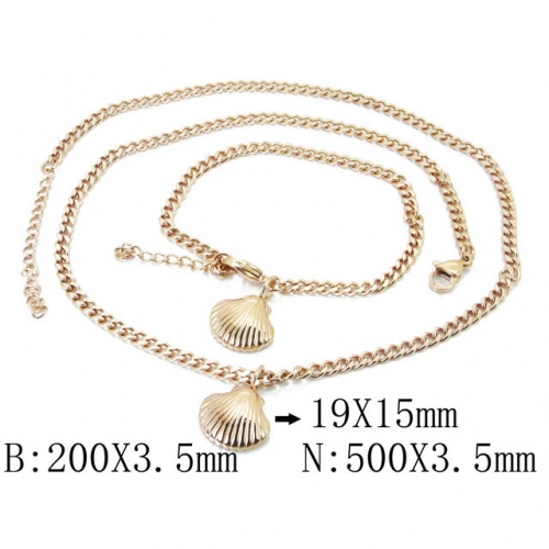 Wholesale Stainless Steel 316L Rose-Gold Jewelry Set NO.#BC06S1031HOR