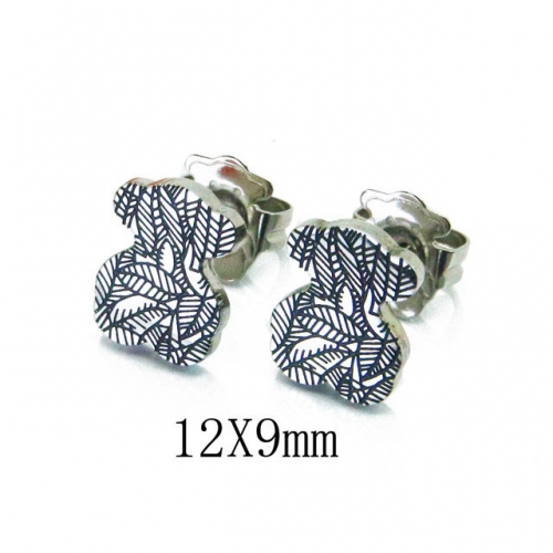 Wholesale Stainless Steel 316L Fashion Bear Earrings NO.#BC90E0266HIE