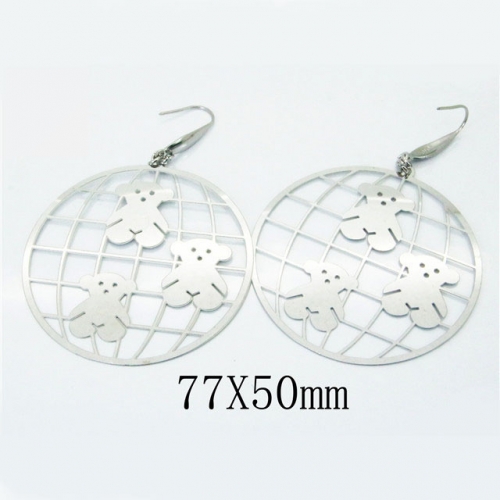 Wholesale Stainless Steel 316L Fashion Bear Earrings NO.#BC64E0413NR