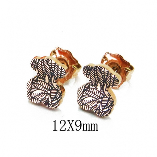 Wholesale Stainless Steel 316L Fashion Bear Earrings NO.#BC90E0268HJQ