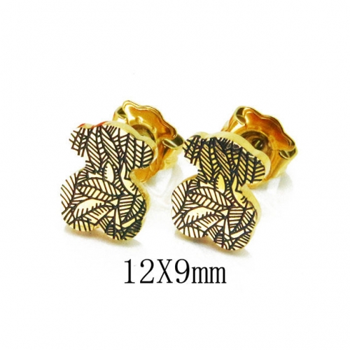 Wholesale Stainless Steel 316L Fashion Bear Earrings NO.#BC90E0267HJW