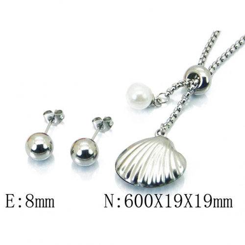 Wholesale Stainless Steel 316L Jewelry Pearl Sets NO.#BC59S1533OZ