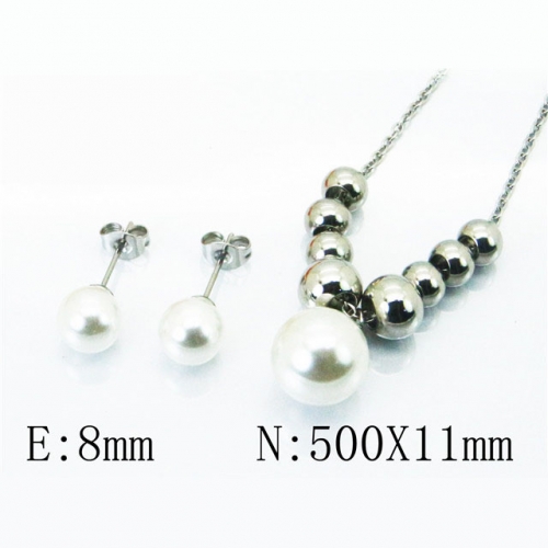 Wholesale Stainless Steel 316L Jewelry Pearl Sets NO.#BC59S1431NC