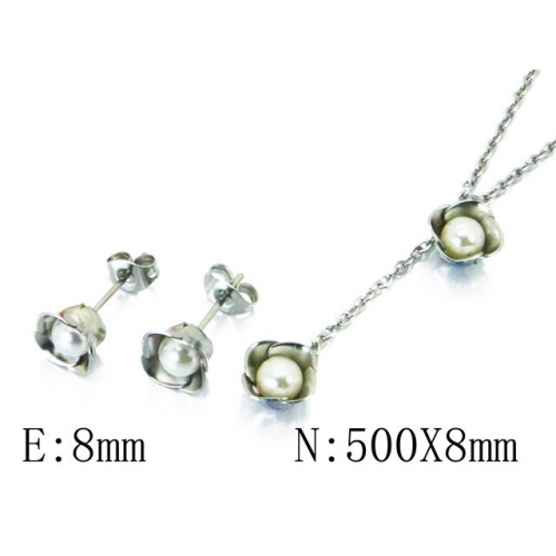 Wholesale Stainless Steel 316L Jewelry Pearl Sets NO.#BC59S1473L5