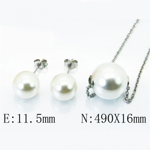 Wholesale Stainless Steel 316L Jewelry Pearl Sets NO.#BC59S1435LS