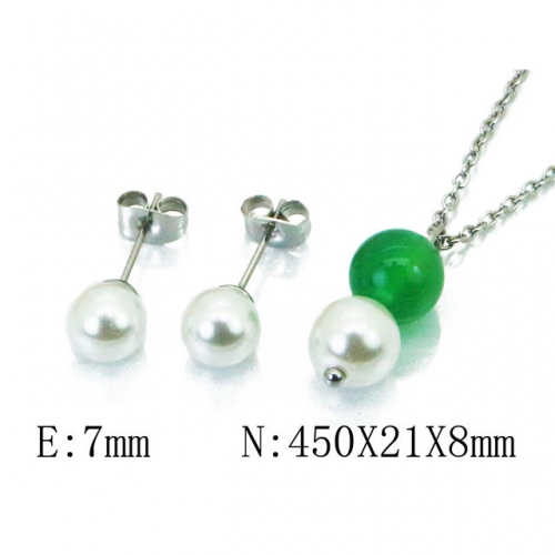 Wholesale Stainless Steel 316L Jewelry Pearl Sets NO.#BC21S0204LW