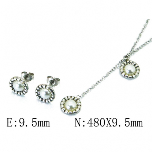 Wholesale Stainless Steel 316L Jewelry Pearl Sets NO.#BC59S1469L5