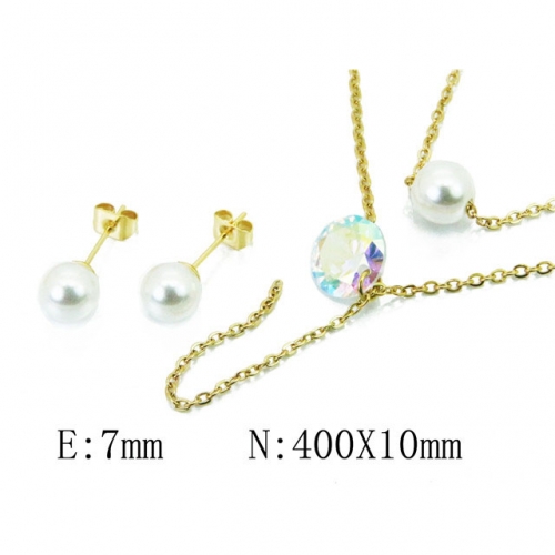 Wholesale Stainless Steel 316L Jewelry Pearl Sets NO.#BC21S0201NX