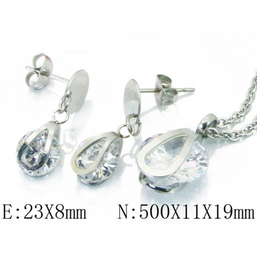 Wholesale Stainless Steel 316L CZ Jewelry Sets NO.#BC12S0936ML