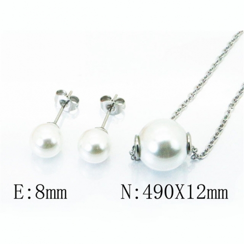 Wholesale Stainless Steel 316L Jewelry Pearl Sets NO.#BC59S1437LG