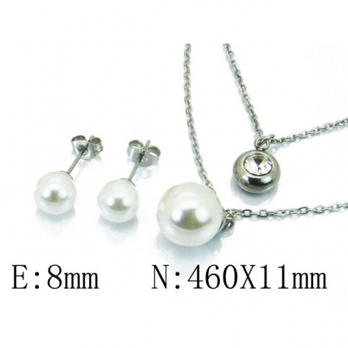 Wholesale Stainless Steel 316L Jewelry Pearl Sets NO.#BC59S1511O5