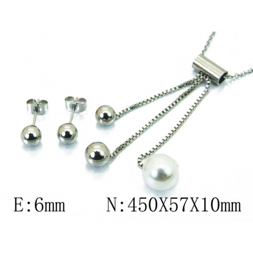 Wholesale Stainless Steel 316L Jewelry Pearl Sets NO.#BC21S0205NZ