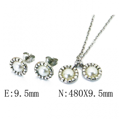 Wholesale Stainless Steel 316L Jewelry Pearl Sets NO.#BC59S1467LL