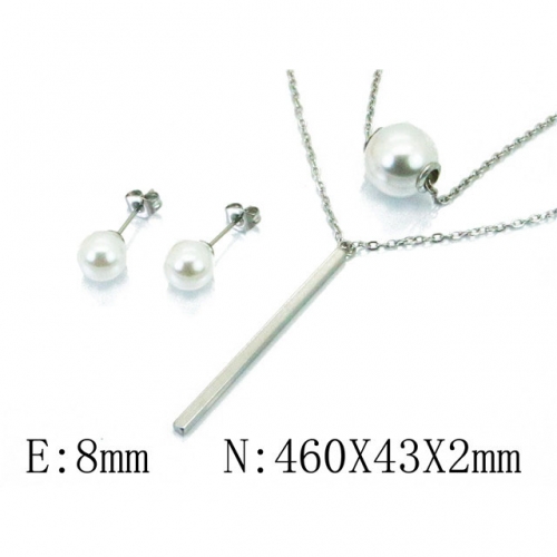 Wholesale Stainless Steel 316L Jewelry Pearl Sets NO.#BC59S1513OL