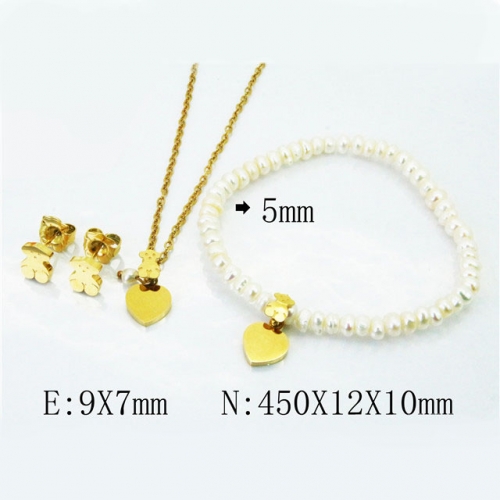Wholesale Stainless Steel 316L Jewelry Pearl Sets NO.#BC21S0210JWW