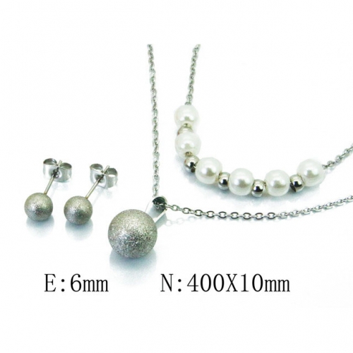 Wholesale Stainless Steel 316L Jewelry Pearl Sets NO.#BC21S0202ML