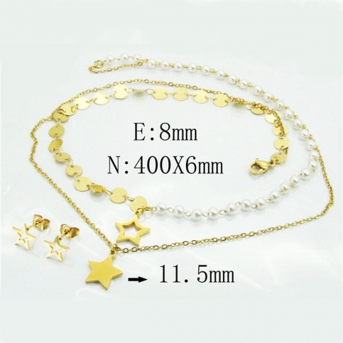 Wholesale Stainless Steel 316L Jewelry Pearl Sets NO.#BC26S0065OL