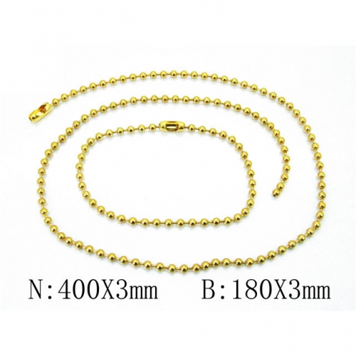 Wholesale Stainless Steel 316L Necklace & Bracelet Set Gold Jewelry NO.#BC39S0504MR