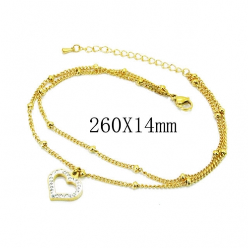 Wholesale Stainless Steel 316L Fashion Anklets NO.#BC32B0133OL