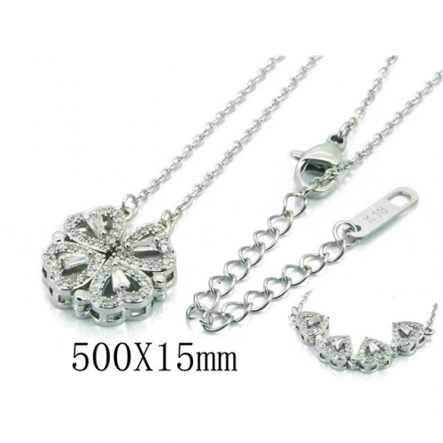 Wholesale Stainless Steel 316L Necklace (Crystal Zircon Pendant) NO.#BC32N0226PL