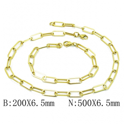Wholesale Stainless Steel 316L Necklace & Bracelet Set Gold Jewelry NO.#BC40S0332HMV