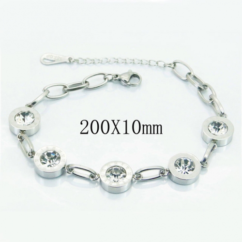 BC Wholesale Stainless Steel 316L Crystal or Zircon Bracelets NO.#BC47B0122PW