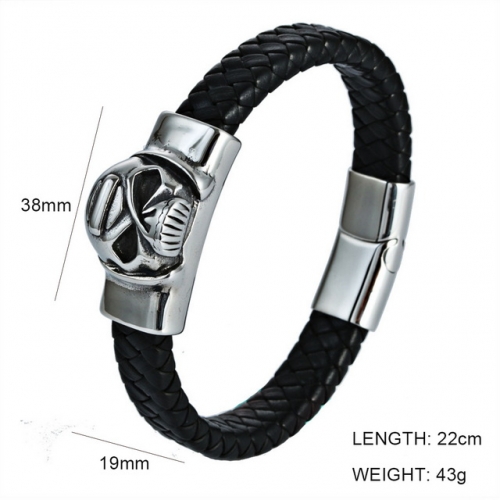 BC Jewelry Wholesale Skull Leather Bracelet NO.#SJ6BB190251